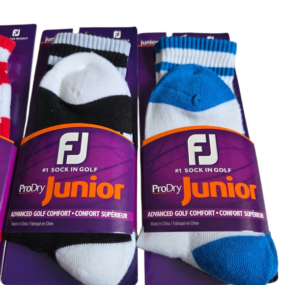 Foot Joy Junior Socks Bundle Blue, Red, Black 4-8 - Picture 4 of 4
